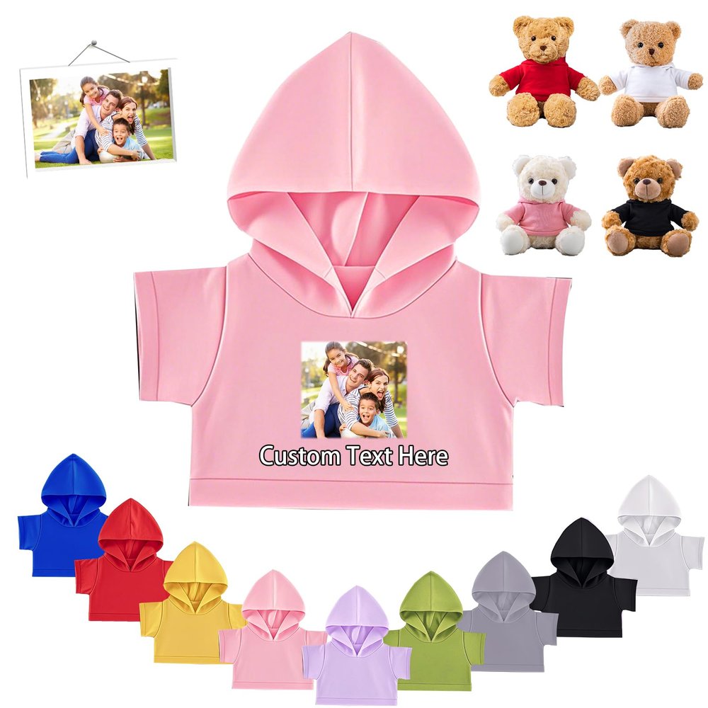 FAHOXUMR Personalized Teddy Bear Clothes with Photo Text, Custom Stuffed Animal Clothes Fit 8-16inch Stuffed Bear Clothing, Personalized Doll Clothing Make Your Own Plush Doll Shirt