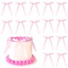 20 PCS Bow Cupcake Toppers Bowknot Cake Toppers Pink Bow Cupcake Picks Bowknot Ribbons Birthday Party Decorations High Footed Cup Wall Party Decorations Wedding Bridal Cake Dessert Picks Big Size view 1