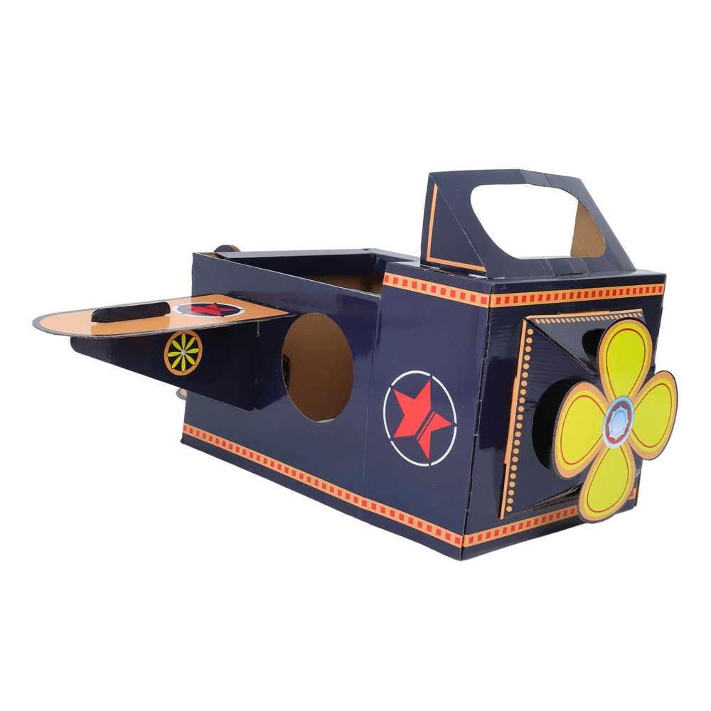 KALLORY Wearable Cardboard Airplane for DIY Craft Kit with Rotating Fan Educational Plaything for Imaginative Play Easy Assembly for Family Bonding Activities Design