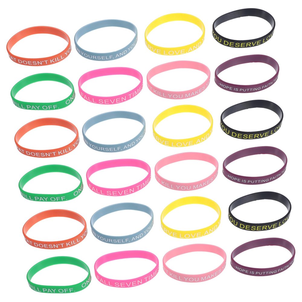 Abaodam 100pcs Diy Silicone Wristbands Motivational Quote Bracelets in Bulk Inspirational Bands for Boys Girls