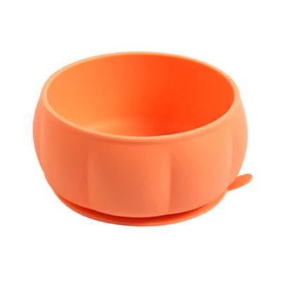CORHAD Pumpkin Sucker Bowl Silicone Feeding Bowl for Non Tip Suction Cup Design and Easy to Clean Supplies for Self Feeding The Go