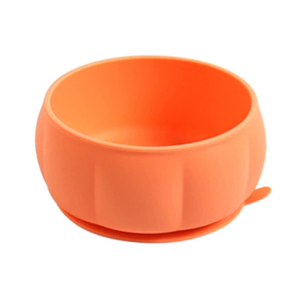 CORHAD Pumpkin Sucker Bowl Silicone Feeding Bowl for Non Tip Suction Cup Design and Easy to Clean Supplies for Self Feeding The Go