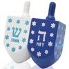 The Dreidel Company Extra Large Hand Painted Wood Hanukkah Dreidels, 48-Pack Blue & White Star Design view 1