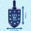 The Dreidel Company Extra Large Hand Painted Wood Hanukkah Dreidels, 48-Pack Blue & White Star Design view 3