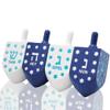 The Dreidel Company Extra Large Hand Painted Wood Hanukkah Dreidels, 48-Pack Blue & White Star Design view 4