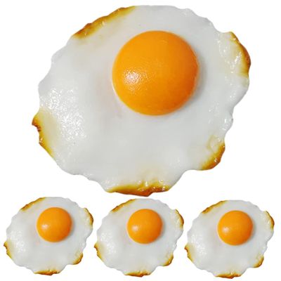 CHICAMPERA 4pcs Decorative Fake Fried Egg Models Toy Eggs Photoing Props for Boys and Girls Kitchen