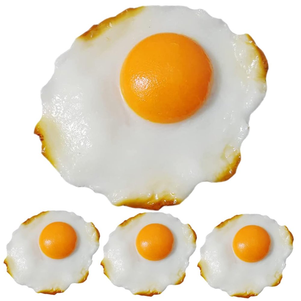 CHICAMPERA 4pcs Decorative Fake Fried Egg Models Toy Eggs Photoing Props for Boys and Girls Kitchen