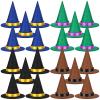 ZHWKMYP 20Pcs Mini Witch Hat, Blue Green Brown Black Mini Witch Hats for Crafts Halloween Party Decor view 1