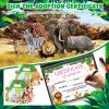63 Pcs Safari Jungle Party Favors Include 20 Foldable Paper Boxes 20 Forest Mini Stuffed Animals 20 Adoption Cards 1 Adoption Signs 2 Fence for Jungle Party Supplies Adopt a Jungle Animal Favors view 4