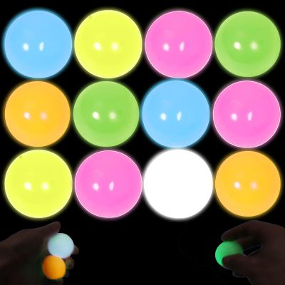12pcs 2.4in Lumi Balls,Dream Balls,Glow in The Dark Sticky Ball That Stick to The Ceiling,Elevated Stress Balls for Kids and Adults,Stocking Stuffers,ASMR Cool Stuff for Teens