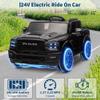 24V Ride on car Licensed RAM 2500, 2 Seater Electric Car for Kids, Remote Control, Toddler Ride on Toys w/Bluetooth, Spacious Truck Bed, 3 Speed, LED Lights, Suspension, Gifts for Boys Girls, Black view 2