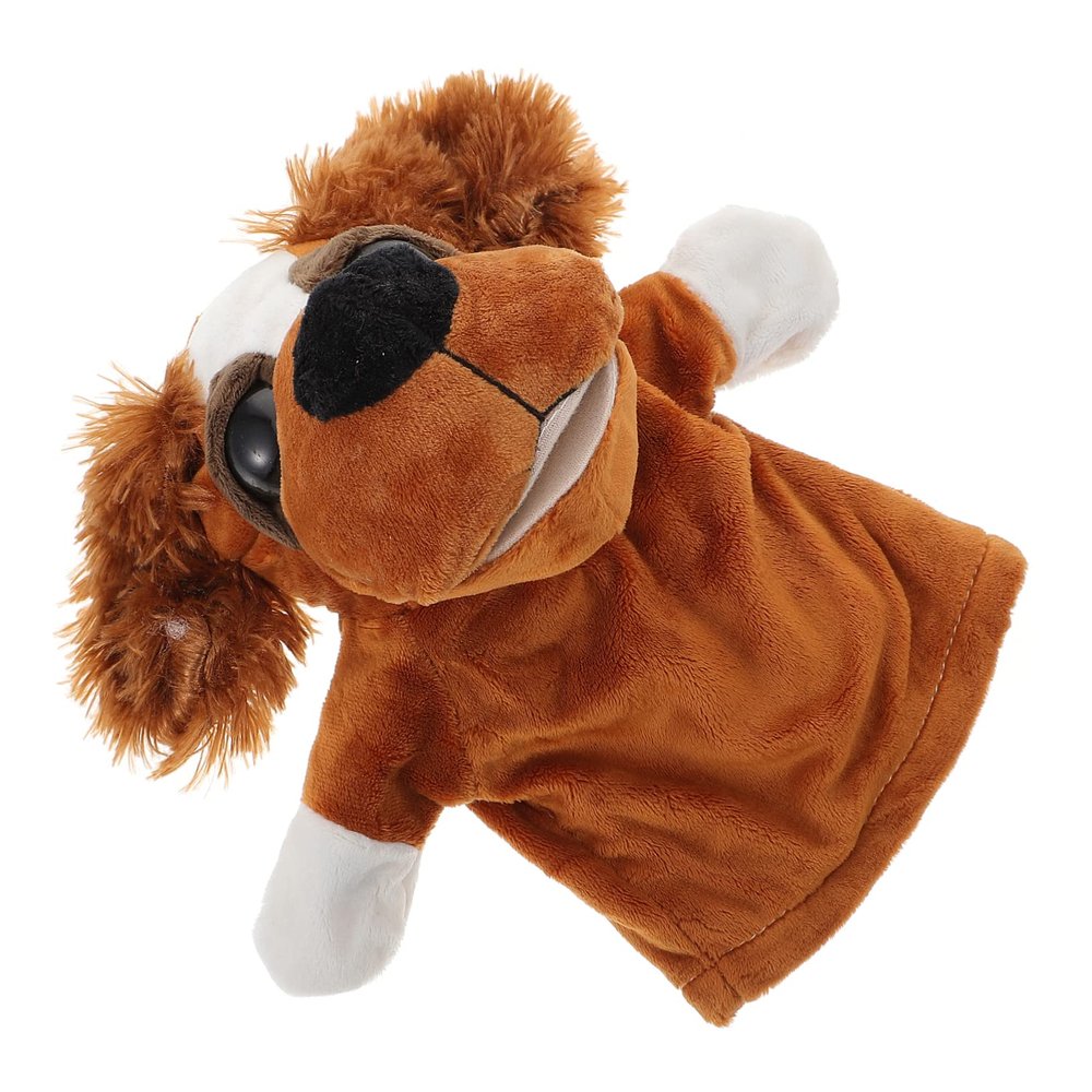 Abaodam Animal Hand Puppet Plush Cartoon Dog with Hairy Ears Educational Storytelling Puppet for Promotes Vocabulary and Imagination Development for Role Play and Learning