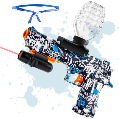 Electric Gel Ball Blaster Pistol for Teens Automatic Orby Gel Gun with Laser Sight & Goggles, Top-Loading Design, Outdoor Backyard Team Games Toy, Gift for Ages 14+ (Desert Eagle Style, Blue Skull)