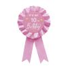 YHEZXUN It's My 10th Birthday Tinplate Badge Pin Pink Satin Fabric 10 Year Old Birthday Themed Button Pin Party Decorations Award Ribbon Badge view 1