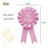 YHEZXUN It's My 10th Birthday Tinplate Badge Pin Pink Satin Fabric 10 Year Old Birthday Themed Button Pin Party Decorations Award Ribbon Badge view 2