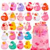 24 Pack Rubber Ducks Jeep Ducking with a Bag- 2" Valentine's Day Assortment Duckies for Jeep Duck Valentine's Themed Cruise Duck for Pool, Party Favors, Birthday Gifts, Kids Swimming Water Bath Toys view 1