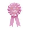 YHEZXUN It's My 15th Birthday Tinplate Badge Pin Pink Satin Fabric 15 Year Old Birthday Themed Button Pin Party Decorations Award Ribbon Badge view 1