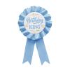 YHEZXUN Birthday King Tinplate Badge Pin Sky Blue Satin Fabric Happy Birthday Themed Button Pin Party Decorations Award Ribbon Badge view 1
