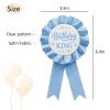 YHEZXUN Birthday King Tinplate Badge Pin Sky Blue Satin Fabric Happy Birthday Themed Button Pin Party Decorations Award Ribbon Badge view 2