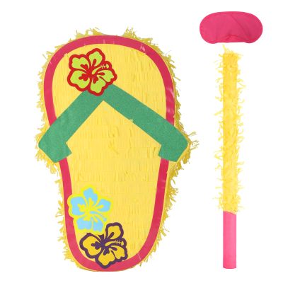 Birchio Sandal Pinatas Bundle with a Blindfold and a Bat(17 x 12 x 4 Inches), Perfect for kid's Birthday Parties, Summer Theme Parties and Decorations