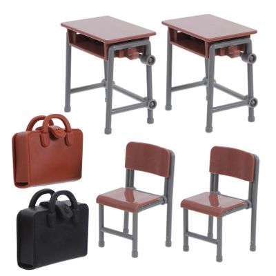 Abaodam 1 Set Miniature Classroom Furniture Desks Chairs and Backpacks Dollhouse Supplies for Creative Play and Unique Decoration