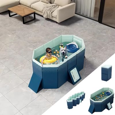 65.35x42.13x17.72inch Foldable Swimming Pool for Adults & Kids, Portable PVC Outdoor Collapsible Pool for Dog Backyard, Garden, Patio,Easy Setup & Storage