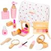 Wooden Makeup Toy Set, Pretend Play Makeup Kit for Toddlers Realistic Beauty Salon Set for Girls with Eyeshadow Lipstick Perfume Brush and Cosmetic Bag Birthday Gifts for Girls Toys Kids Aged 3 4 5 6 view 1