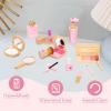 Wooden Makeup Toy Set, Pretend Play Makeup Kit for Toddlers Realistic Beauty Salon Set for Girls with Eyeshadow Lipstick Perfume Brush and Cosmetic Bag Birthday Gifts for Girls Toys Kids Aged 3 4 5 6 view 3