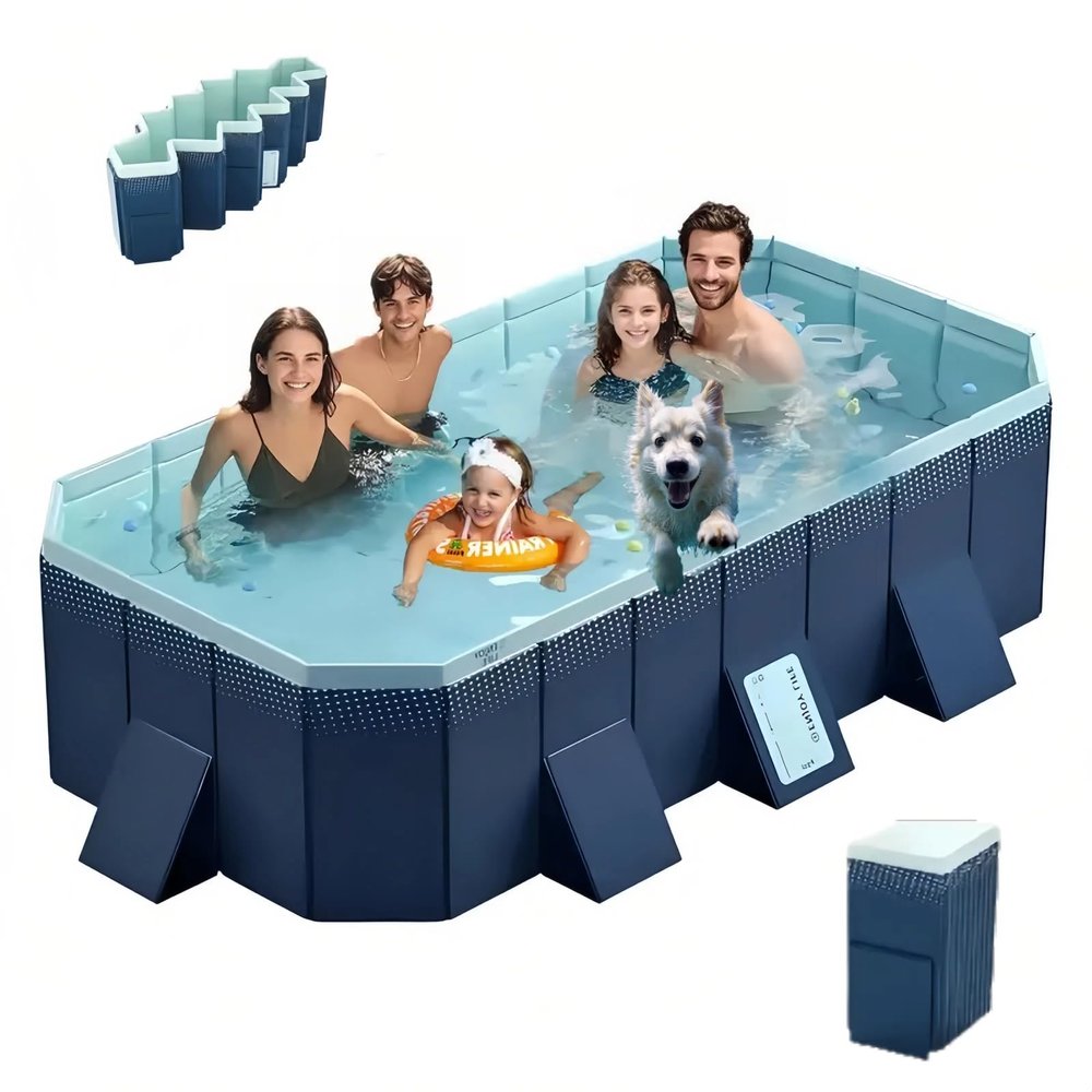 104.50x68.10x20.40inch Foldable Swimming Pool for Adults & Kids, Portable PVC Outdoor Collapsible Pool for Dog Backyard, Garden, Patio,Easy Setup & Storage