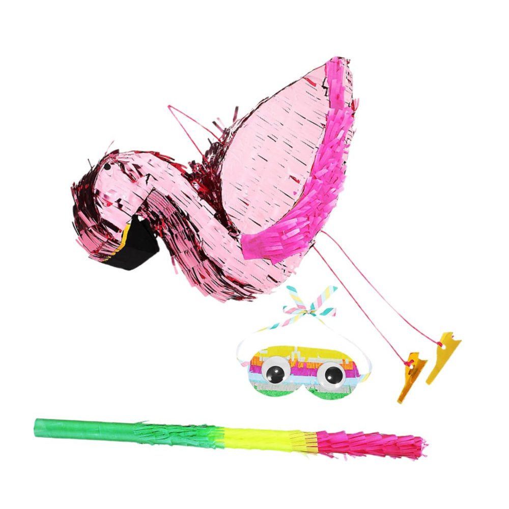 Cabilock 1 Set Flamingo with Blindfold and Stick Vibrant Tropical Birthday Party Decoration for Showers and Fun Games for Family Gatherings