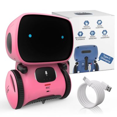 98K Robot Toys for Girls and Boys Rechargeable, Voice and Touch Sensor Robots Interactive Talking Smart Partner and Teacher with Singing, Dancing, Repeating, Toy Gifts for Kids Age 3 and Up