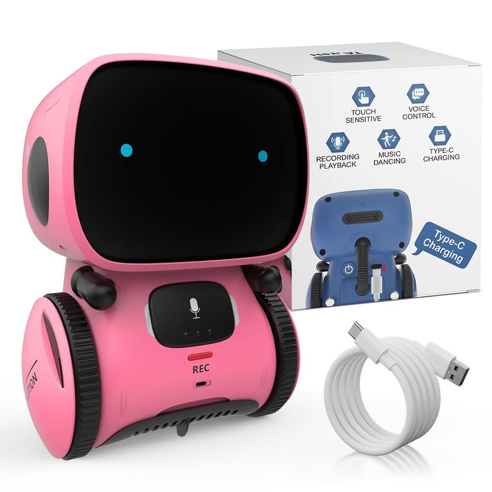 98K Robot Toys for Girls and Boys Rechargeable, Voice and Touch Sensor Robots Interactive Talking Smart Partner and Teacher with Singing, Dancing, Repeating, Toy Gifts for Kids Age 3 and Up