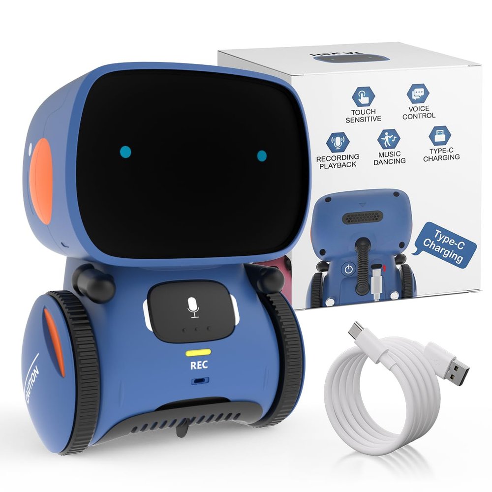 98K Robot Toys for Girls and Boys Rechargeable, Voice and Touch Sensor Robots Interactive Talking Smart Partner and Teacher with Singing, Dancing, Repeating, Toy Gifts for Kids Age 3 and Up