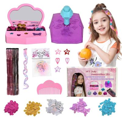 Pluspace Hair Gem Stamper Kit for Girls Ages 6-15-600+ Hair Gems & Glitter Patches, No-Glue Bedazzler Tool, Reusable Princess Hair Accessories, DIY Craft Gift for Kids Birthday Christmas Easter