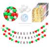 137Pcs DIY Giant Friendship Bracelet in My Birthday Era Banner Birthday Banner Famous Singer Customizable Garland Decor Foam Circles Ball Plastic Balls DIY Supplies(Red Green Pearl White) view 1