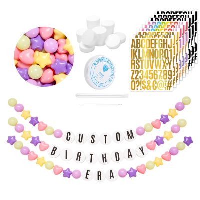 137Pcs DIY Giant Friendship Bracelet in My Birthday Era Banner Birthday Banner Famous Singer Customizable Garland Decor Foam Circles Ball Plastic Balls DIY Supplies(Mixed Pastel)