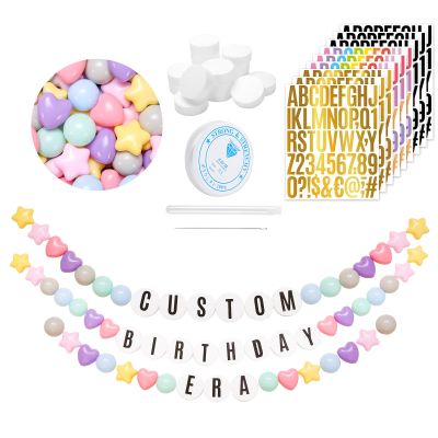 137Pcs DIY Giant Friendship Bracelet in My Birthday Era Banner Birthday Banner Famous Singer Customizable Garland Decor Foam Circles Ball Plastic Balls DIY Supplies(Macaron)