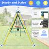 5 in 1 Metal Swing Set, Indoor/Outdoor Metal Swing Set with Safety Belt for Backyard view 4