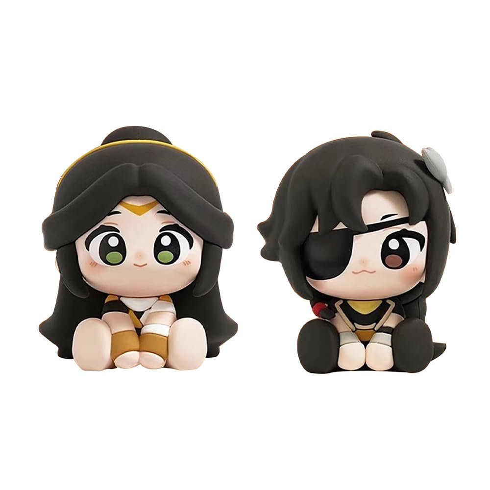 2pcs Xie Lian Figure Hua Cheng Statue Mini Anime Cake Topper, 8cm Xie Lian Look up Figure Model, Handmade Desktop Decoration Collectible Gifts