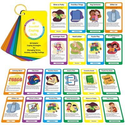 32 Coping Skills Cards with 60 Strategies  Therapy Tools for Teens & Adults to Manage Stress, Anxiety & Emotions  Durable Mindfulness & Emotional Intelligence Deck for Home, School & Counseling Use