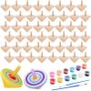 DoubleFill 48pcs DIY Wooden Spinning Tops Craft Kit, Back to School Gifts view 1