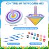 DoubleFill 48pcs DIY Wooden Spinning Tops Craft Kit, Back to School Gifts view 2