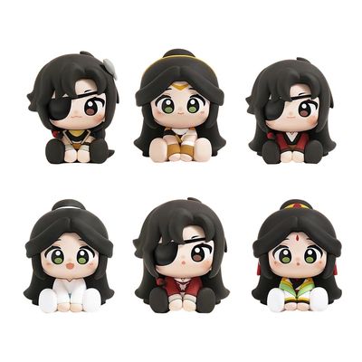 6pcs Xie Lian Figure Hua Cheng Statue Mini Anime Cake Topper, 8cm Xie Lian Look up Figure Model, Handmade Desktop Decoration Collectible Gifts