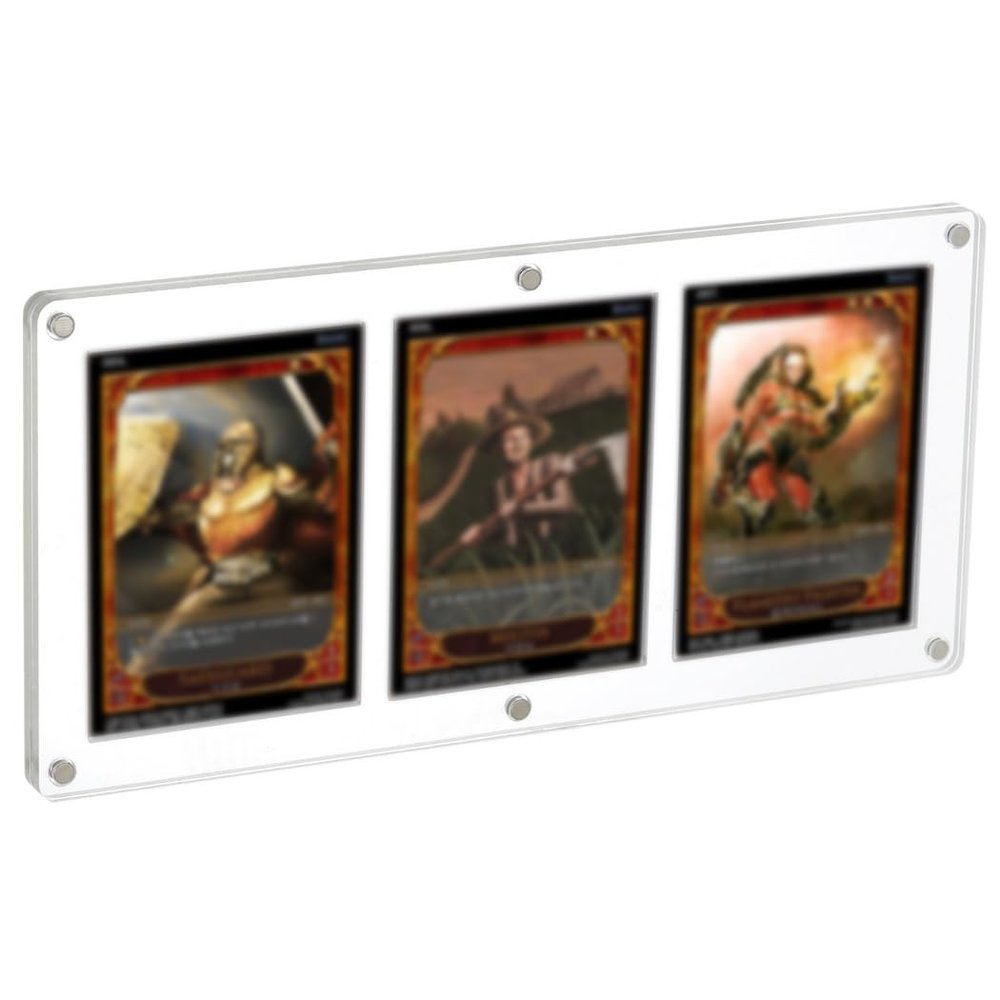 3 Acrylic Magnetic Card Holders, Premium Screwdown Frames for Trading, TCG, and Sports Cards Display