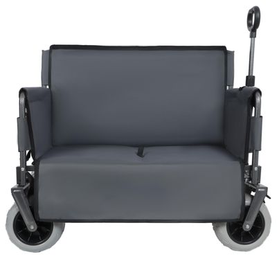 3-in-1 Folding Utility Wagon with Bench Seat, 500 lbs Capacity, 9"x4" All-Terrain Beach Tires, Perfect for Camping & Beach (Gray)