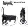 360lbs Collapsible Foldable Wagon Cart with Strapping System & 3-Pcs Plastic Liner - Beach, Utility, Grocery Cart for Camping, Shopping, Sports, Gardening & Fishing (Black) view 2