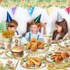 144 Pcs Safari Baby Shower Plates and Napkins (Serves 24 Guests), Plates Napkins Cups Straws and Forks Sets, Party Supplies, Jungle Safari Baby Shower Decorations view 2