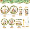 144 Pcs Safari Baby Shower Plates and Napkins (Serves 24 Guests), Plates Napkins Cups Straws and Forks Sets, Party Supplies, Jungle Safari Baby Shower Decorations view 4