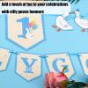1 Silly Goose Banner, Pre-String One Goose Theme First Birthday Decorations 1st Baby Shower Garland for Gender-Neutral Nursery Wall Boys Girls Party Decor (Blue) view 3