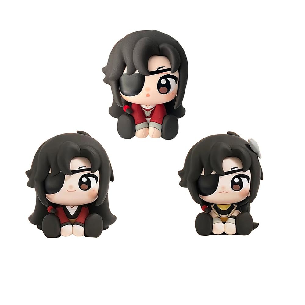3pcs Xie Lian Figure Hua Cheng Statue Mini Anime Cake Topper, 8cm Xie Lian Look up Figure Model, Handmade Desktop Decoration Collectible Gifts